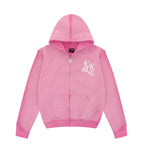 Distressed Zip-Hoodie Pink