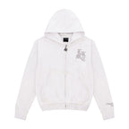 Distressed Zip Hoodie White