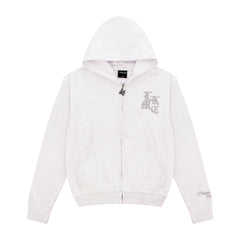 Sliten hoodie med dragkedja vit