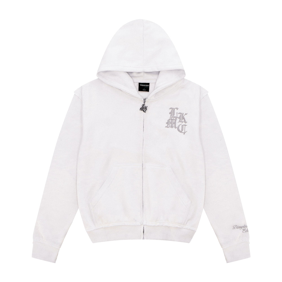 Witte distressed hoodie met rits