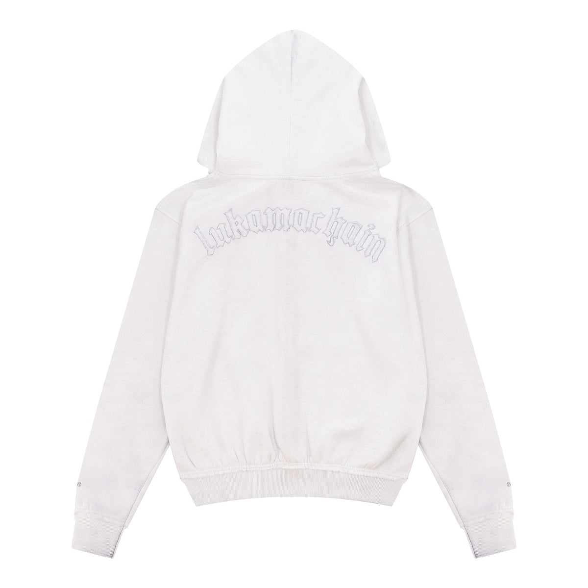 Witte distressed hoodie met rits