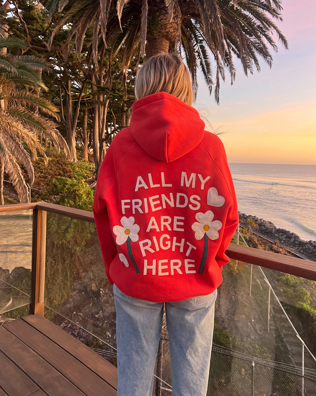 „All my Friends“ Oversized Lux Hoodie in Rot