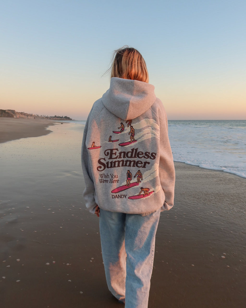 "Endless Summer" Luksusowa bluza z kapturem o kroju oversize w kolorze ciemnego melanżu