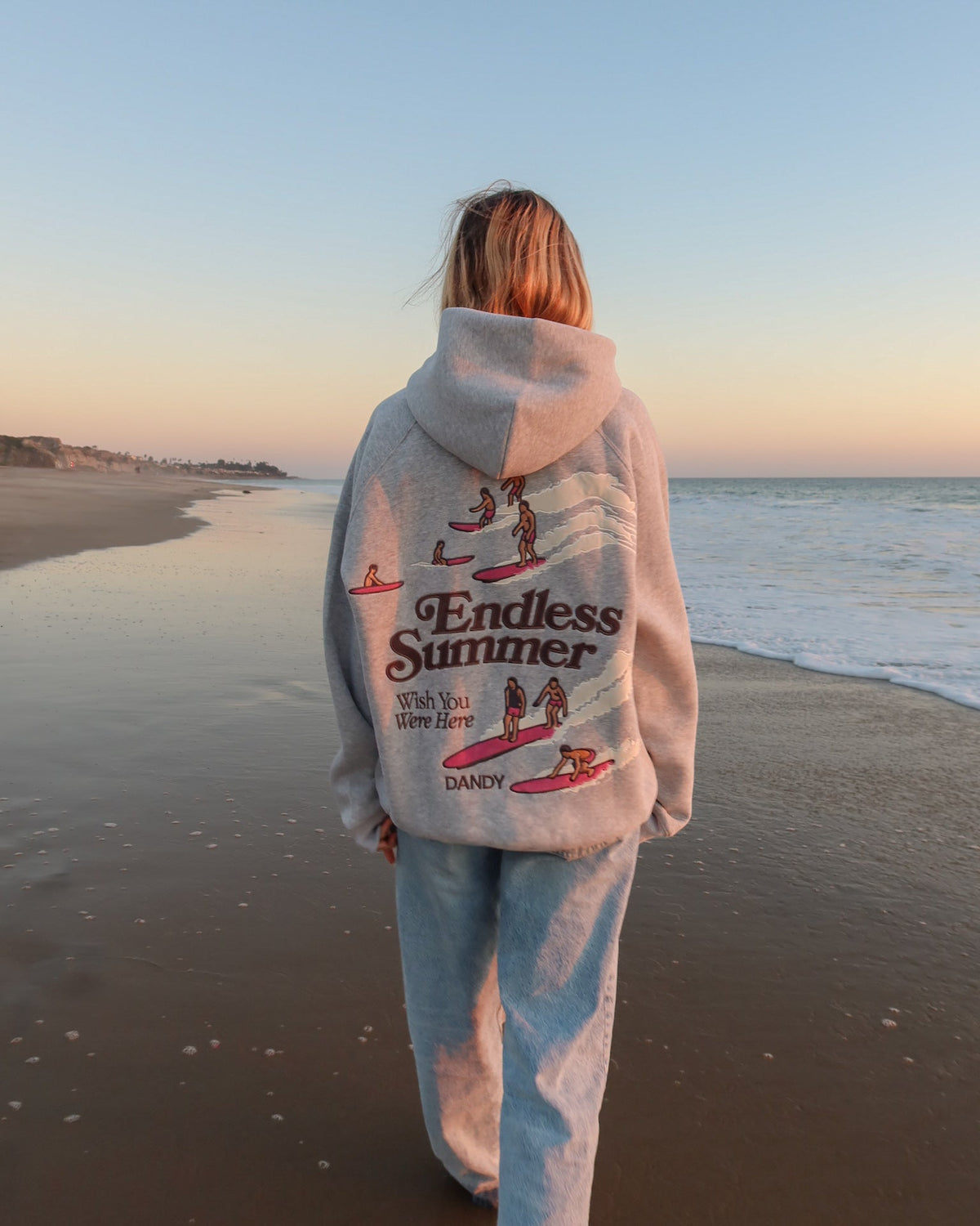 "Endless Summer" Luksusowa bluza z kapturem o kroju oversize w kolorze ciemnego melanżu
