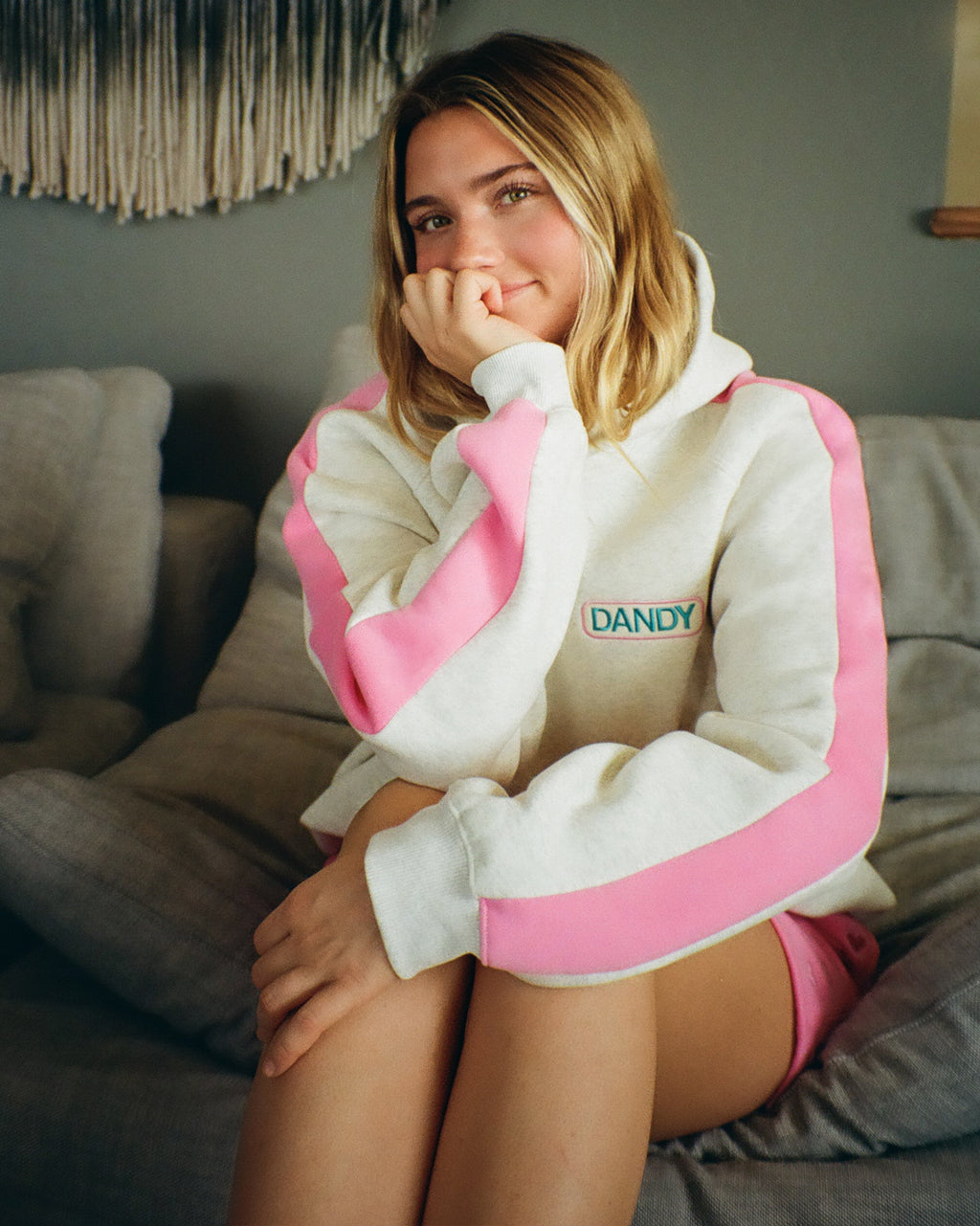 Oversized luxe hoodie Pink Stripe