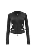 SWEAT À CAPUCHE ZIPPÉ SCULPT EXTENSIBLE EN PEAU DE SERPENT DÉCHIRÉE ENVY ANTHRACITE