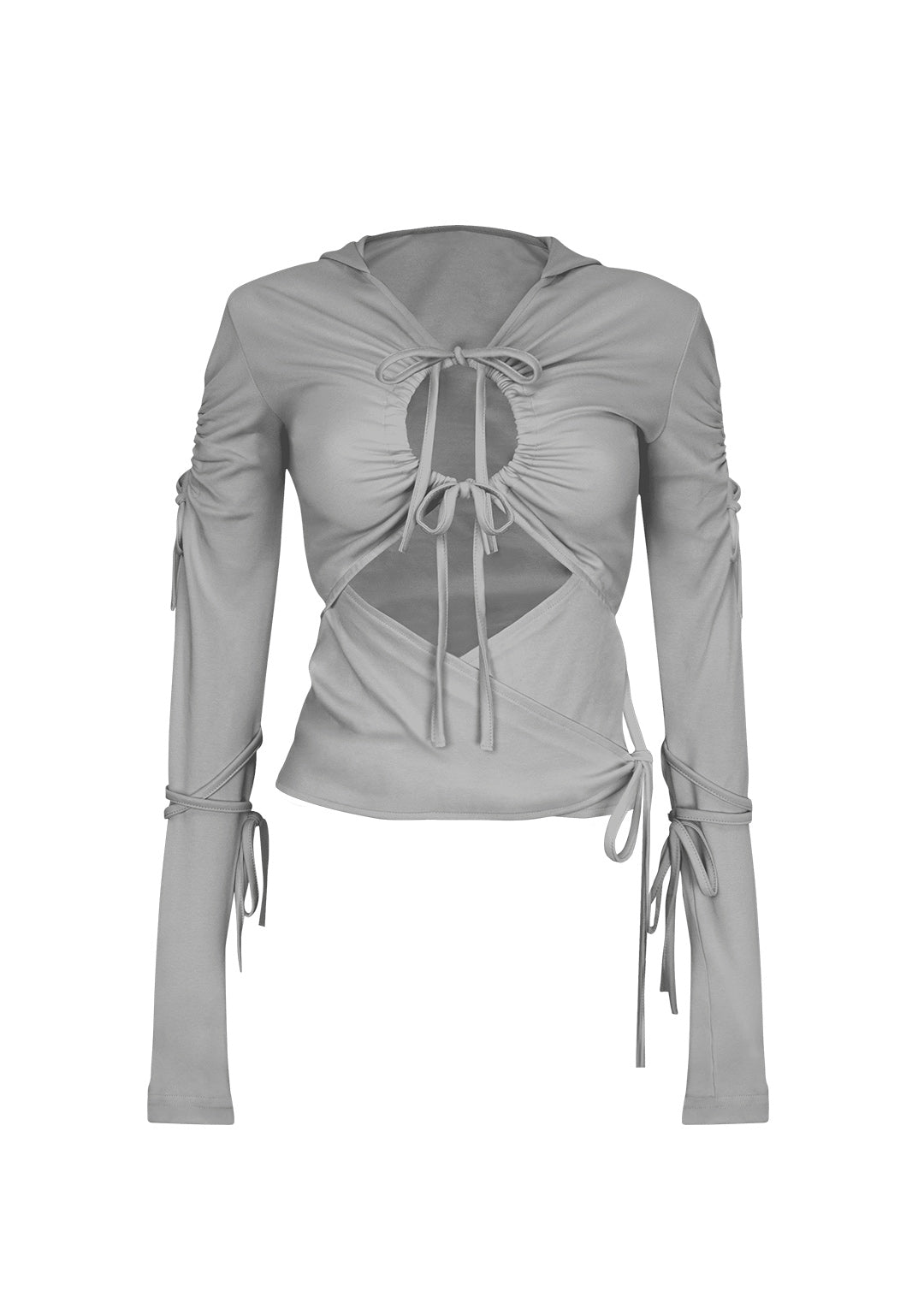 ENVY SCULPT STRETCH-HOODIE MET KOORDJES, MISTGRIJS