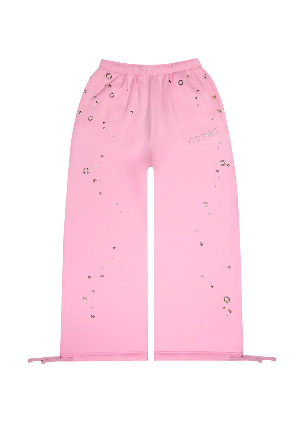 PANTALON DE JOGGING OVERSIZE À ŒILLETS GLITCH ROSE BÉBÉ