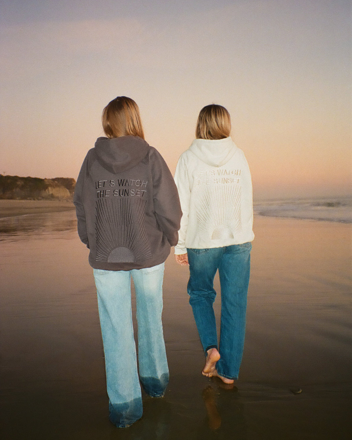 "Yin+Yang" Felpa con cappuccio oversize di lusso "Guardiamo il tramonto"