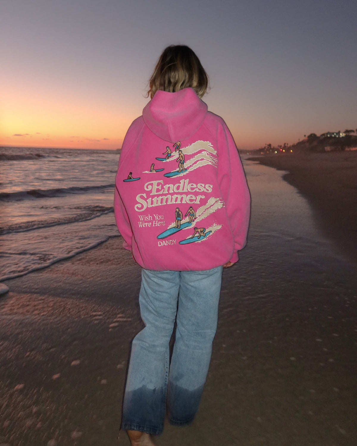 "Endless Summer" Luksusowa bluza z kapturem o kroju oversize w kolorze spranego vintage różu