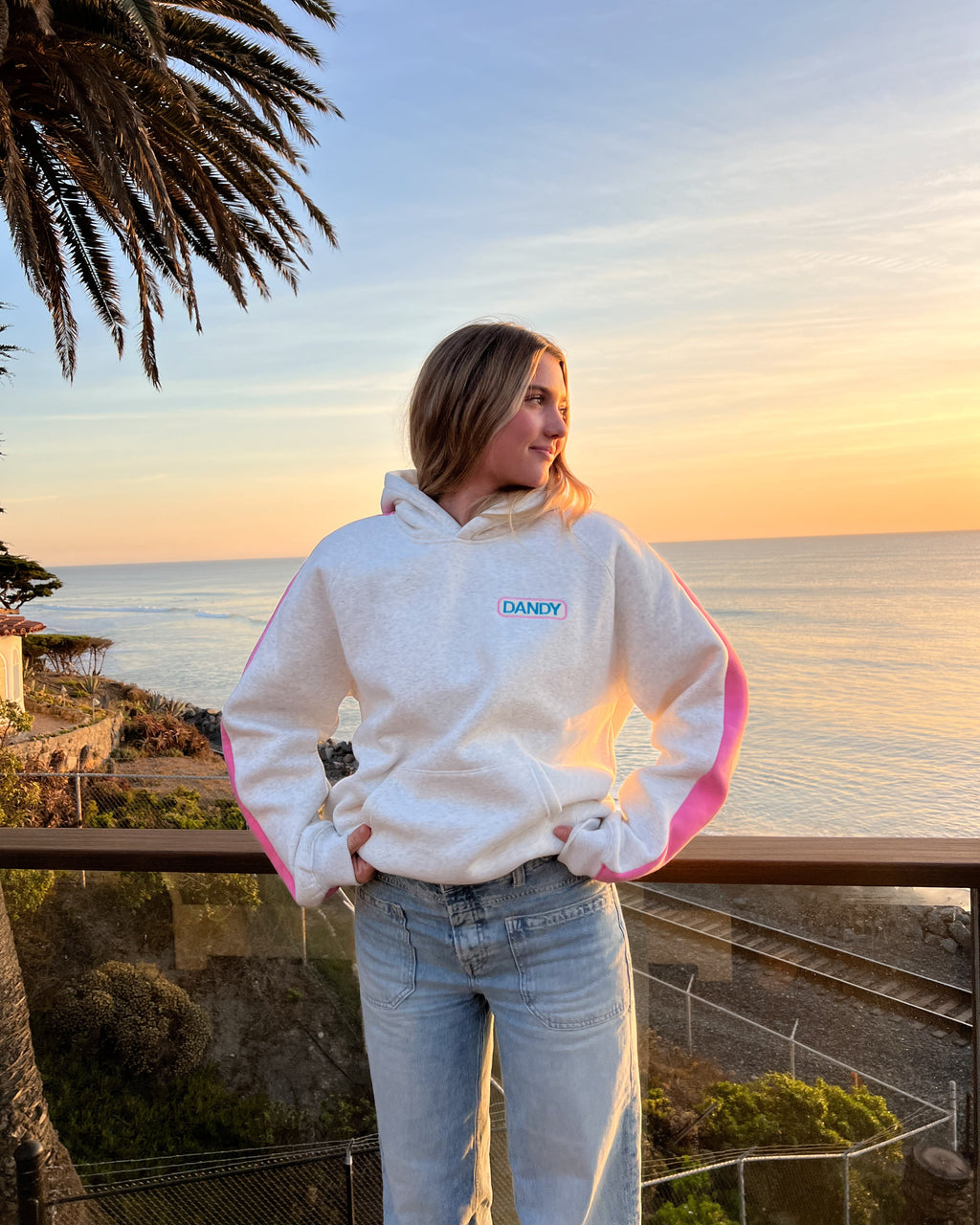 Oversized luxe hoodie Pink Stripe