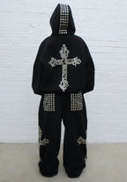 FAITHFUL STUDDED ZIP HOODIE BLACK