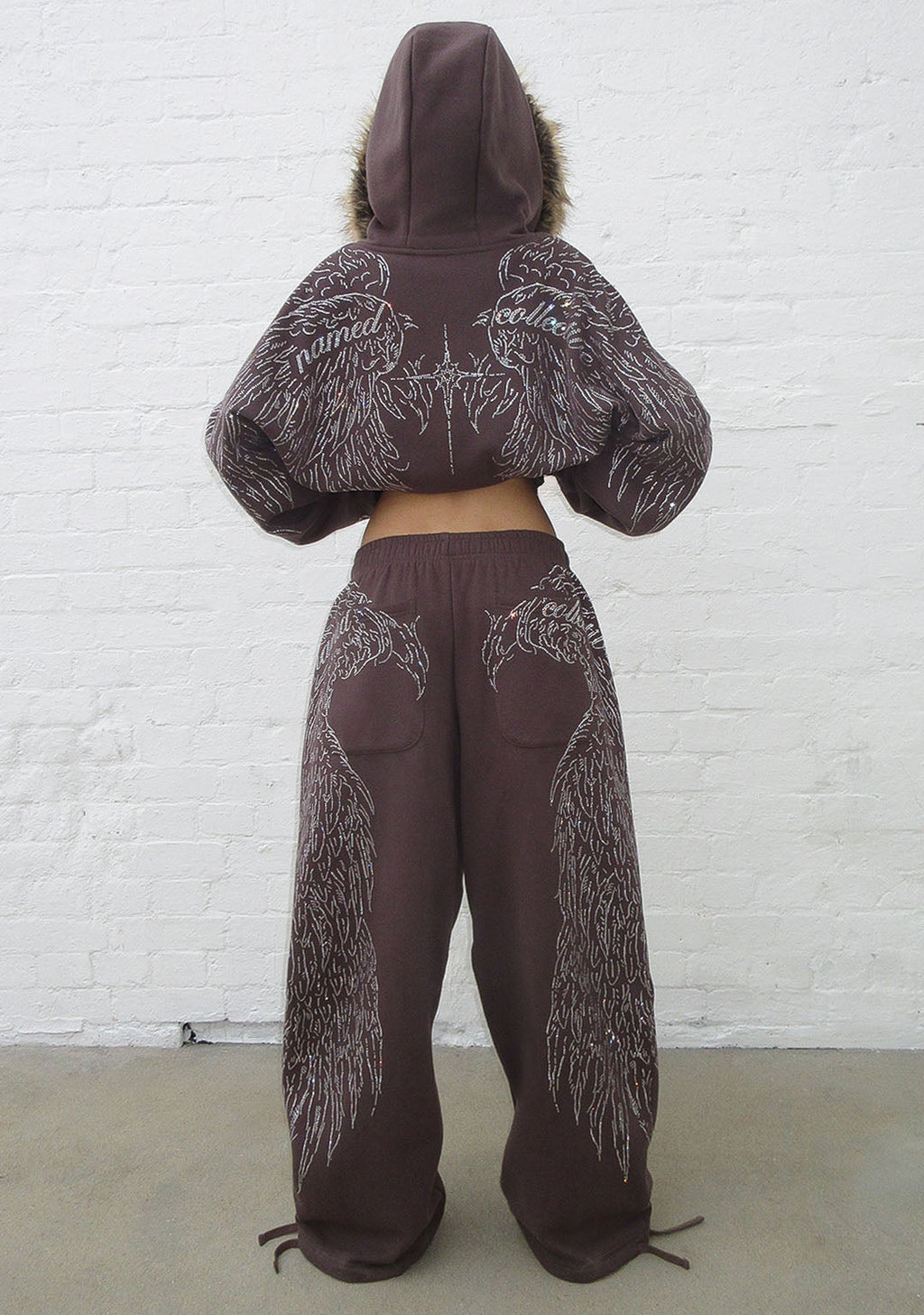 PANTALON DE JOGGING SURDIMENSIONNÉ FALLEN RHINESTONE MARRON