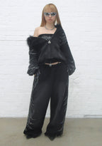 FALLEN oversize'owe dresowe spodnie z kryształkami WASHED BLACK