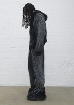 FALLEN oversize'owe dresowe spodnie z kryształkami WASHED BLACK