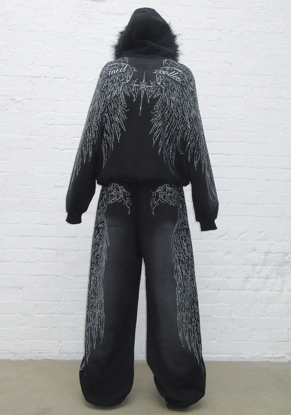 PANTALON DE JOGGING OVERSIZE À STRASS FALLEN NOIR DÉLAVÉ