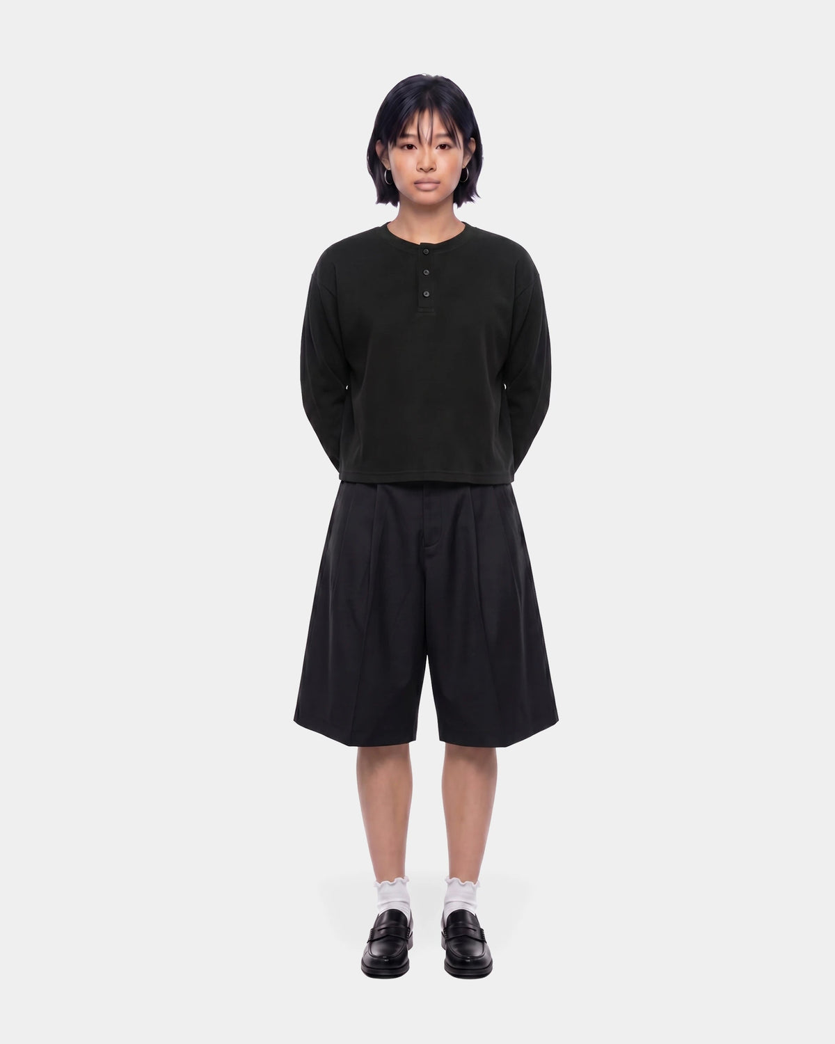Waffle Black Henley Longsleeve