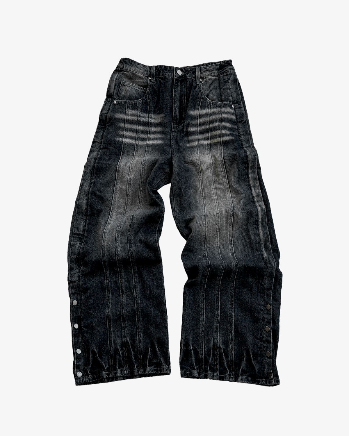 FLORAL ZIP JEANS GEWASCHEN SCHWARZ