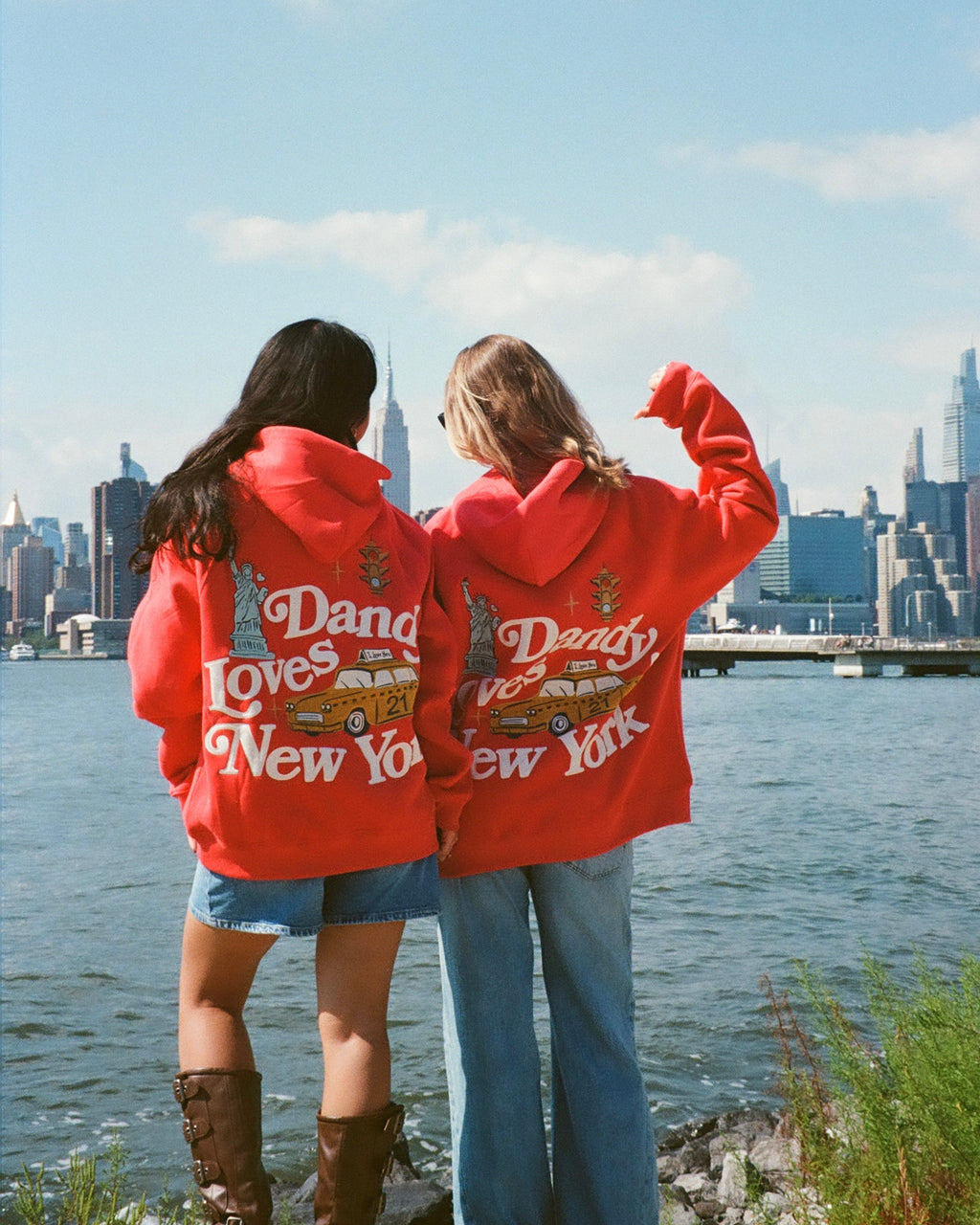 "New York" Oversized Lux Hoodie in Rot