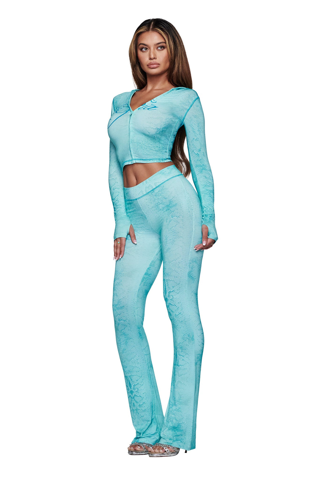 BLARE KAPUZENPULLI - TEAL SERPENTINE