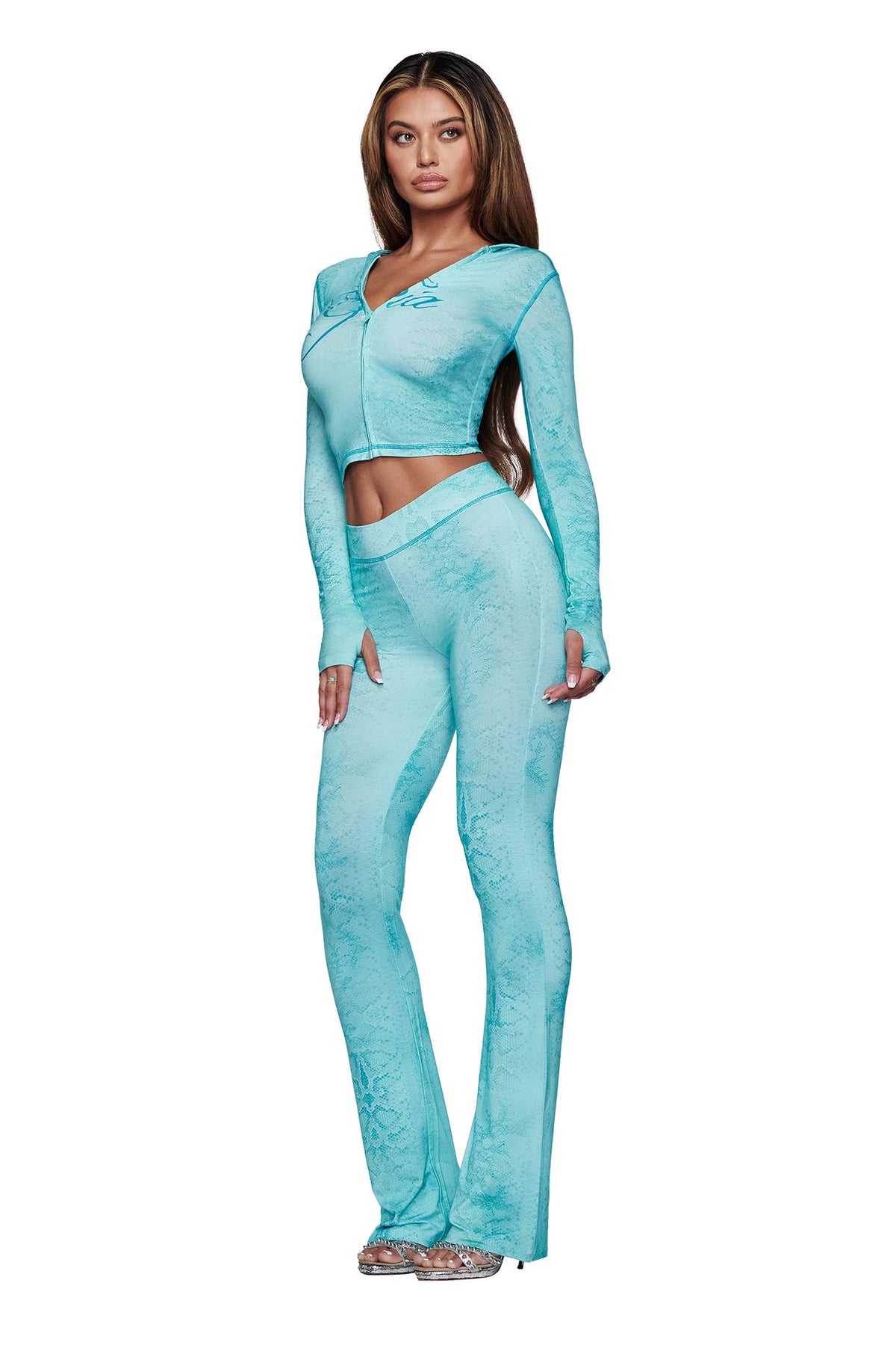 BLARE KAPUZENPULLI - TEAL SERPENTINE