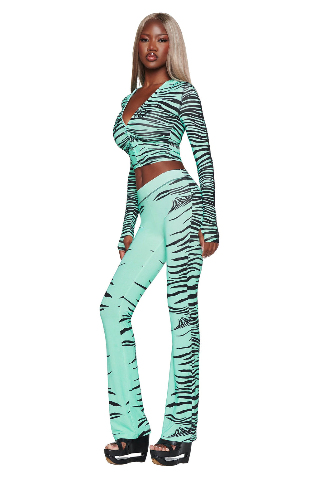 SWEAT À CAPUCHE BLARE - AQUA FINE LINE ZEBRA
