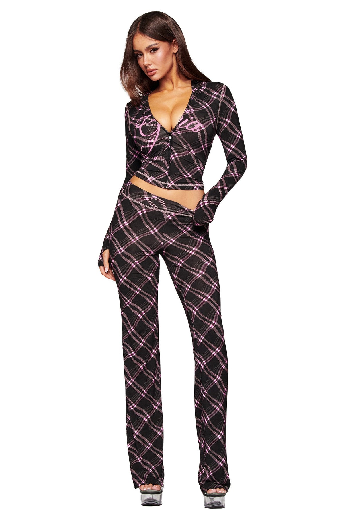 BLARE HOODIE - BLACK WARPED PLAID