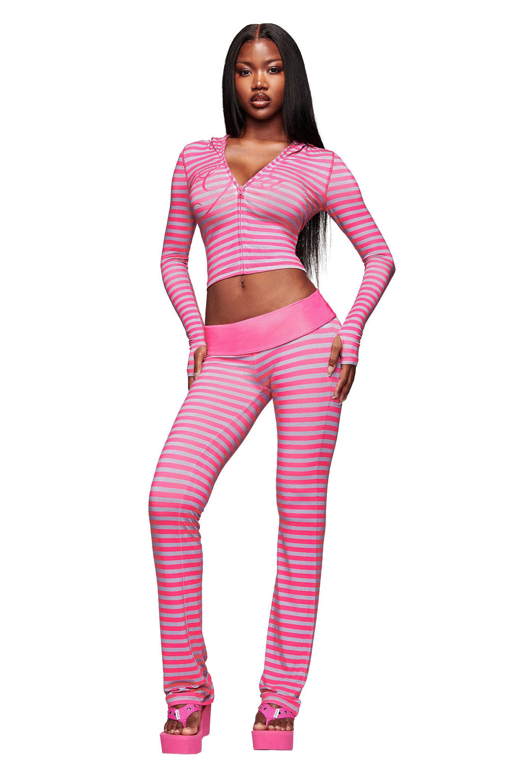 BLARE FOLDOVER-JOGGINGHOSE – STREIFEN IN HEISSEM PINK