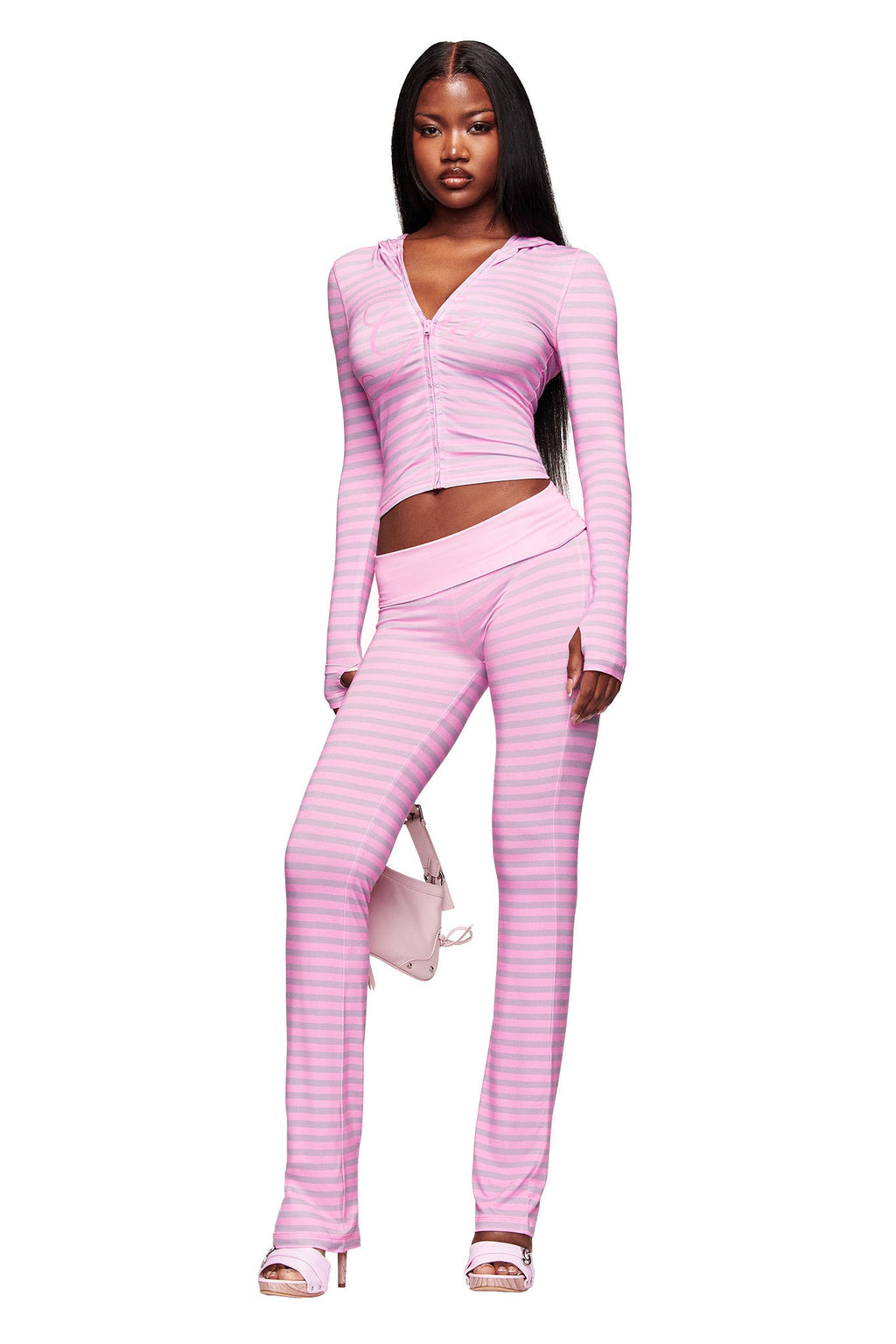 BLARE HOODIE - LIGHT PINK STRIPE