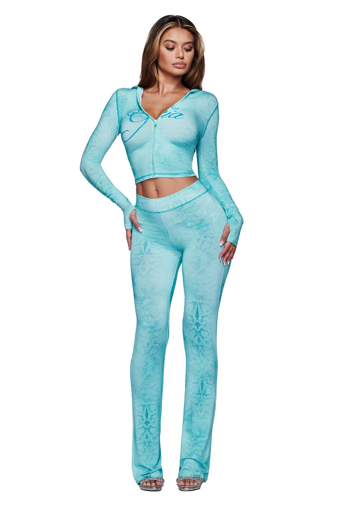BLARE TRACKPANT - TEAL SERPENTINE