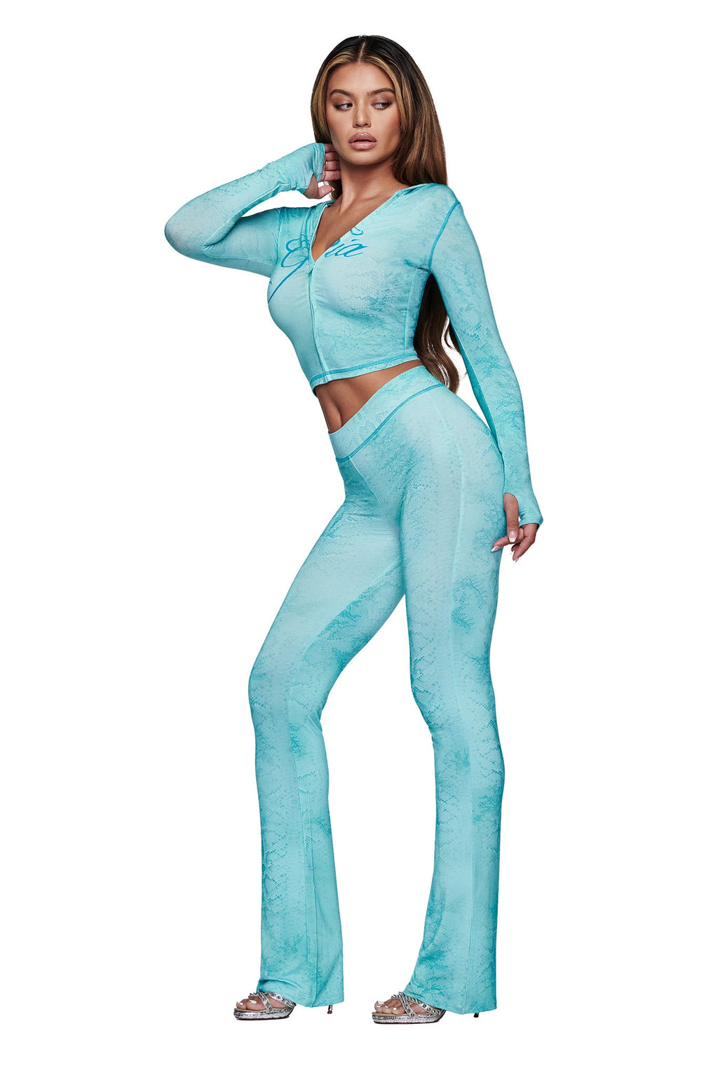 BLARE KAPUZENPULLI - TEAL SERPENTINE
