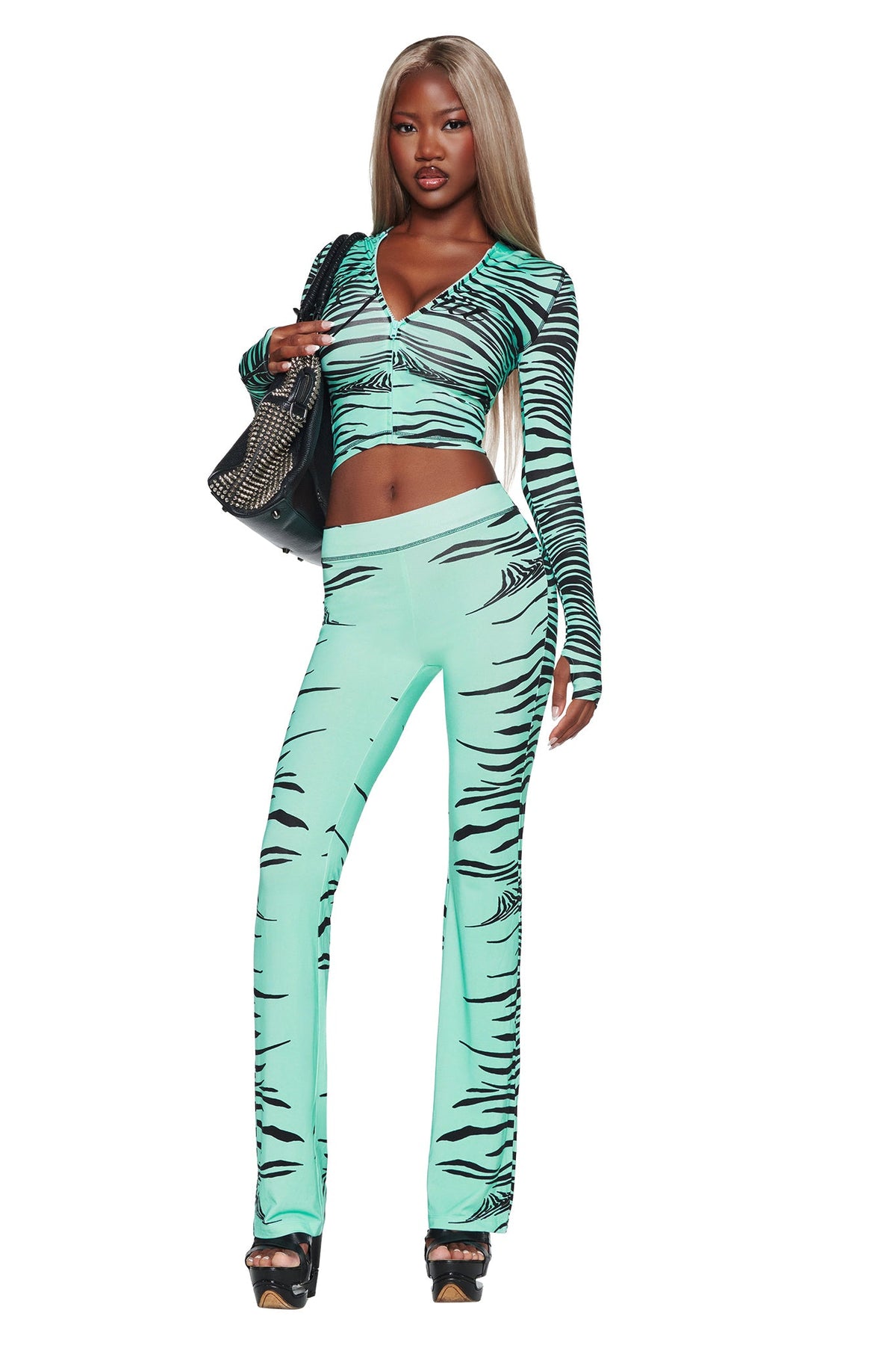 BLARE TRACKPANT - AQUA FINE LINE ZEBRA