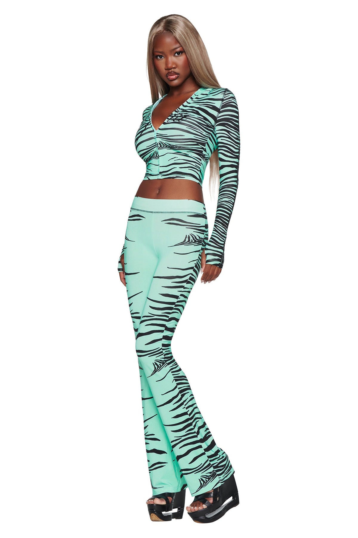 BLARE TRACKPANT - AQUA FINE LINE ZEBRA