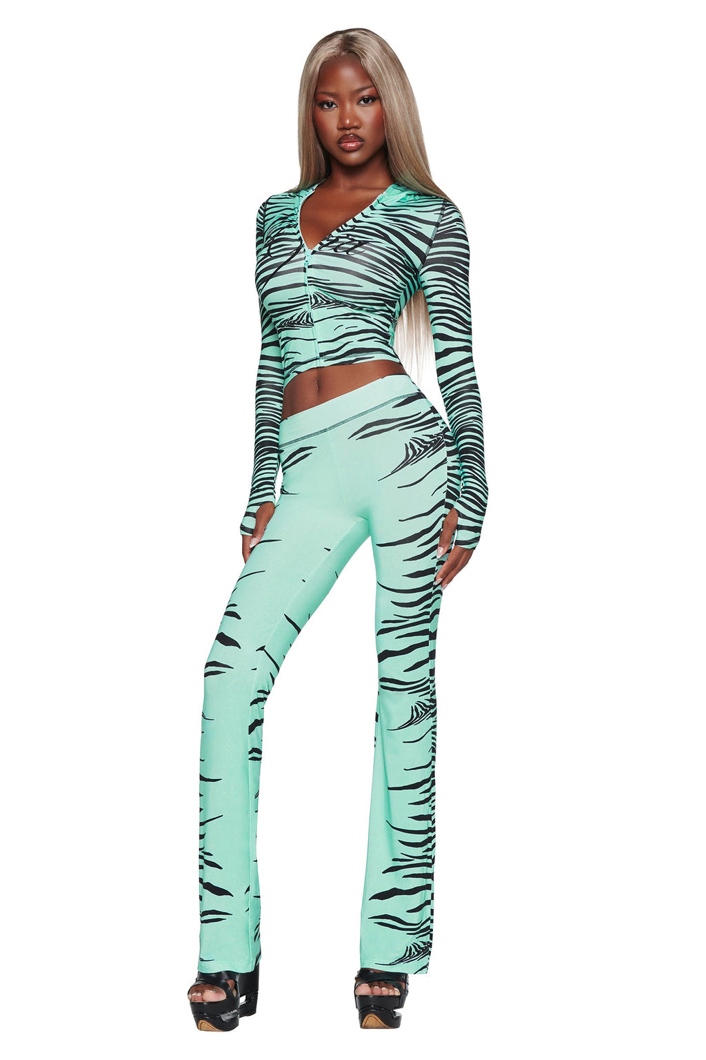 SWEAT À CAPUCHE BLARE - AQUA FINE LINE ZEBRA