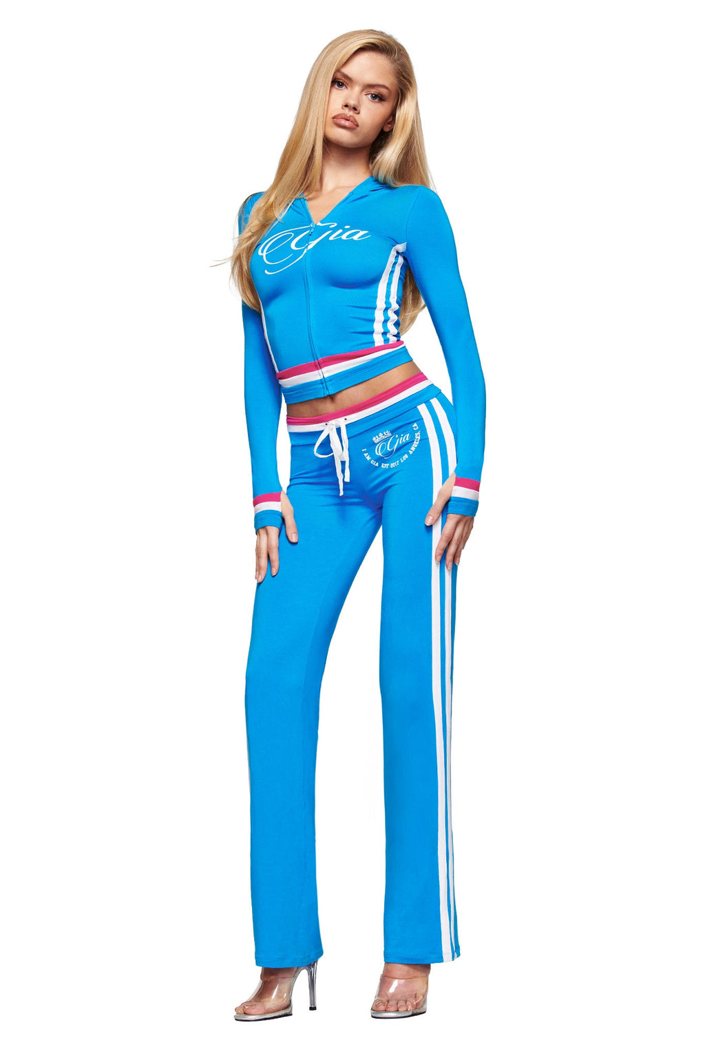 SWEAT À CAPUCHE RAYÉ BLARE - BLEU CIEL
