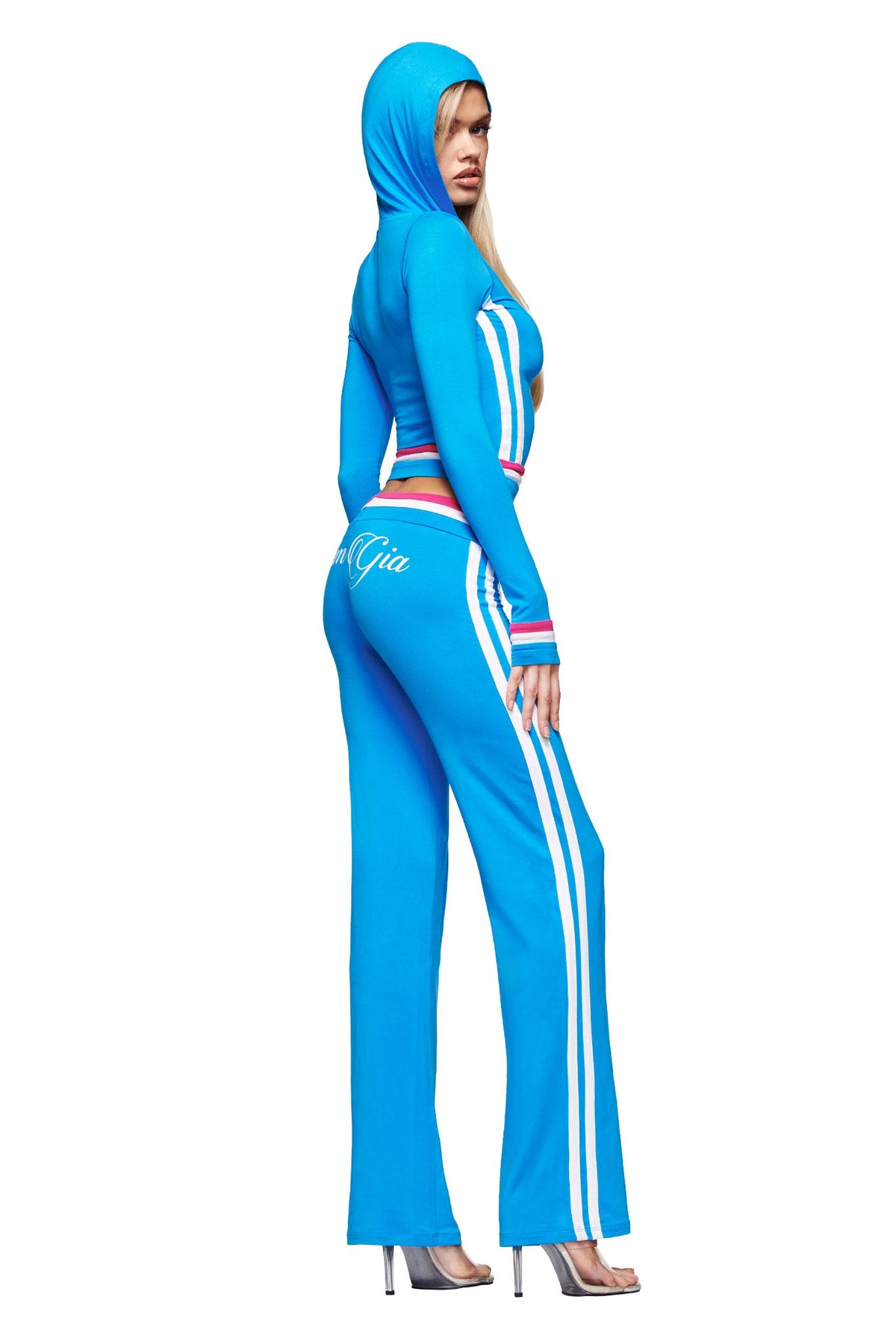 SUDADERA CON CAPUCHA A RAYAS BLARE - AZUL CELESTE