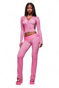 BLARE FOLDOVER-JOGGINGHOSE – STREIFEN IN HEISSEM PINK