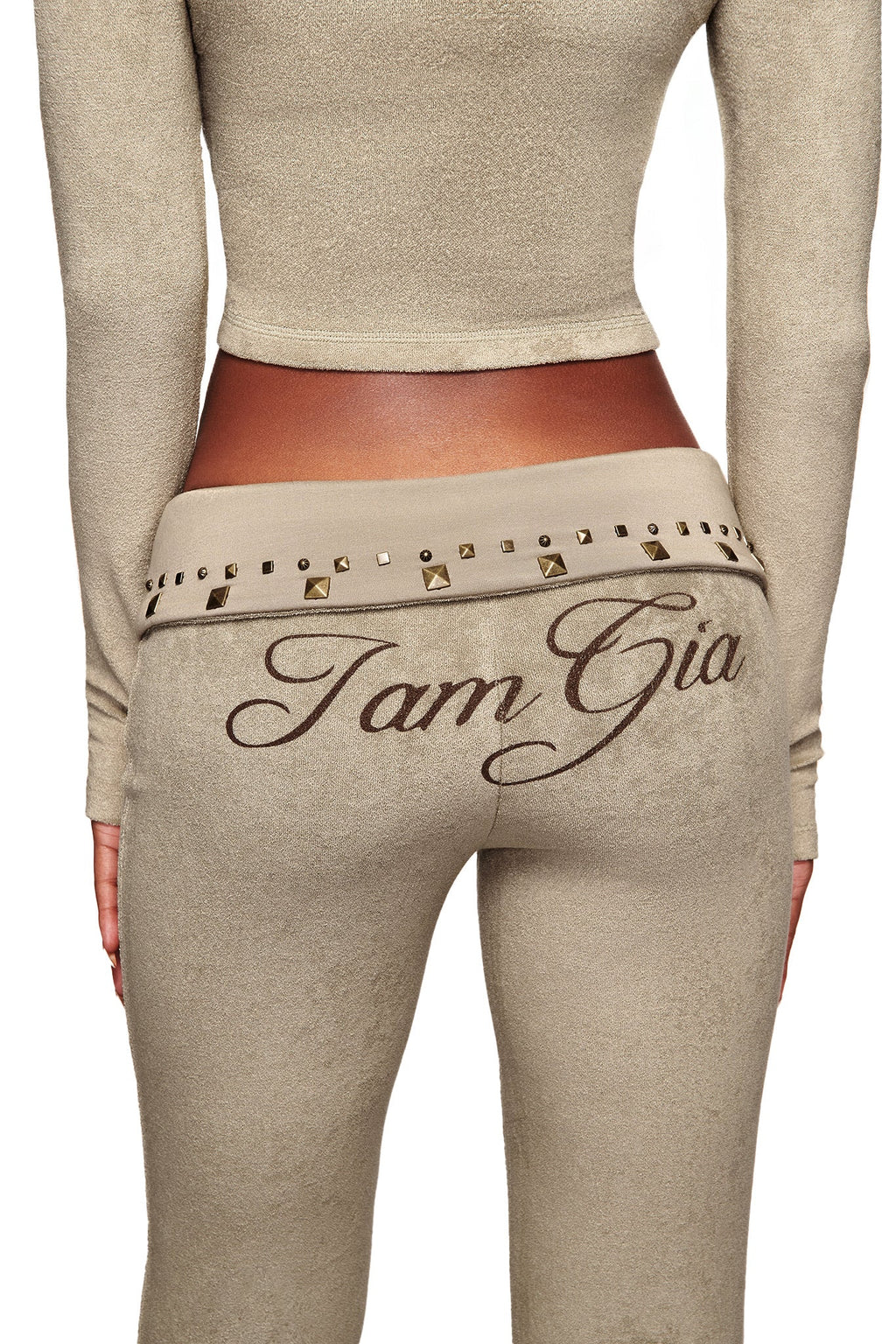 BLARE PANTALONI IN SPUGNA CON BORCHIE - PIETRA