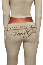 BLARE STUDDED TERRY PANT - STONE