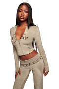 BLARE badstofhoodie met studs - STONE