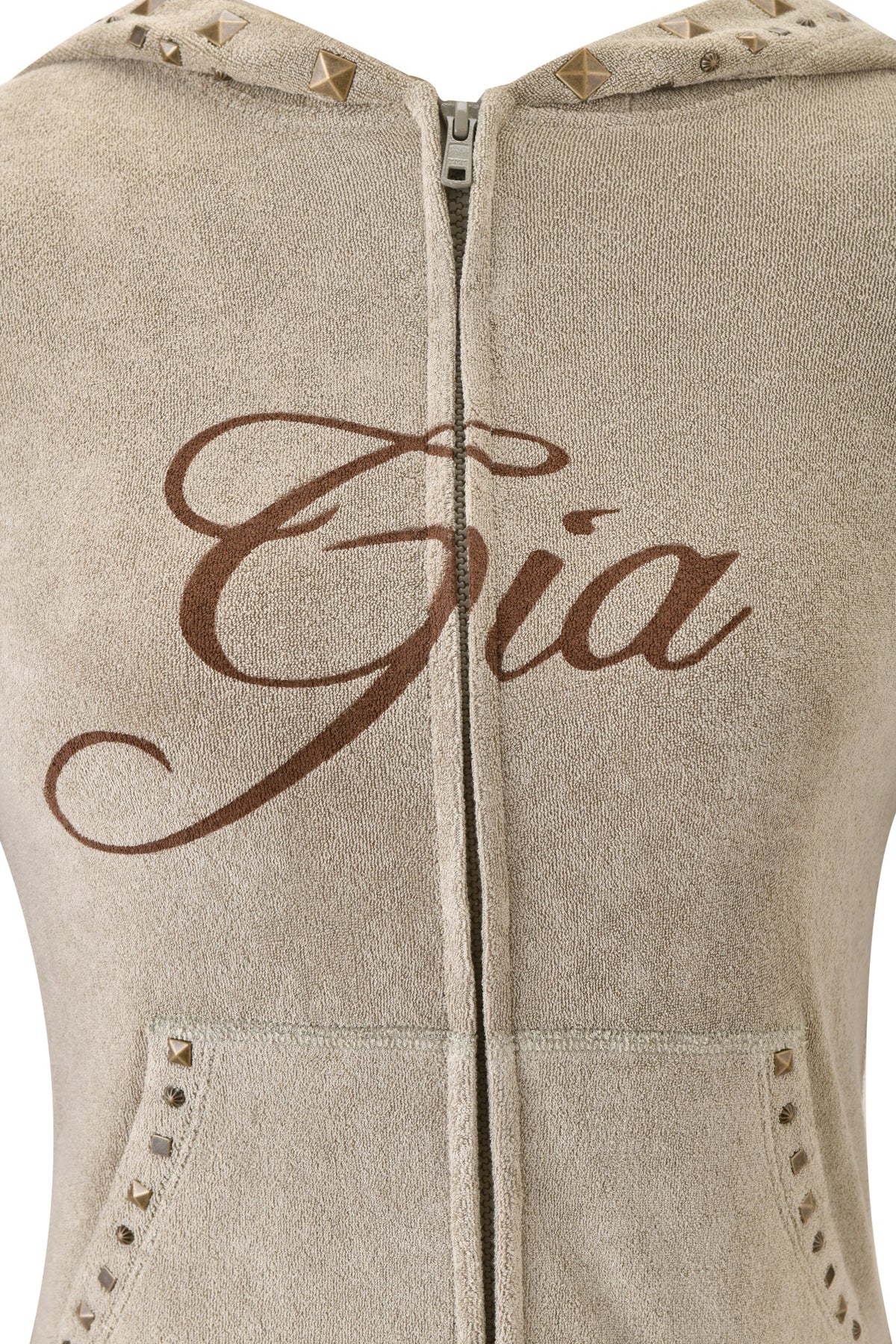 BLARE badstofhoodie met studs - STONE