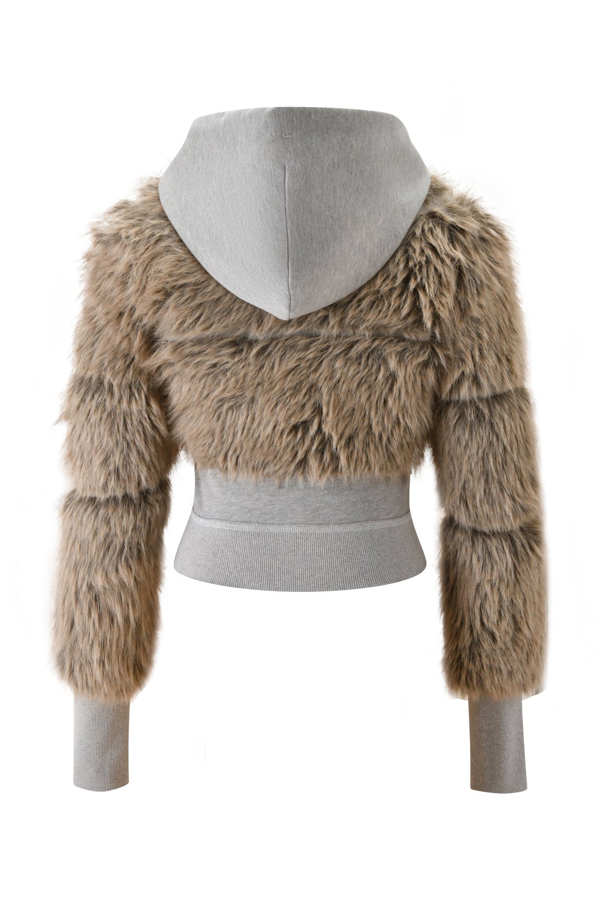 KOKO FUR FLEECE HOODIE - HEATHER GREY