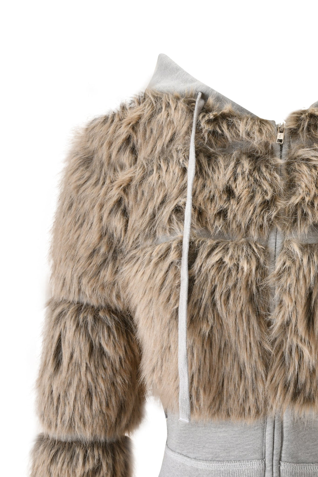KOKO FUR FLEECE HOODIE - HEATHER GREY