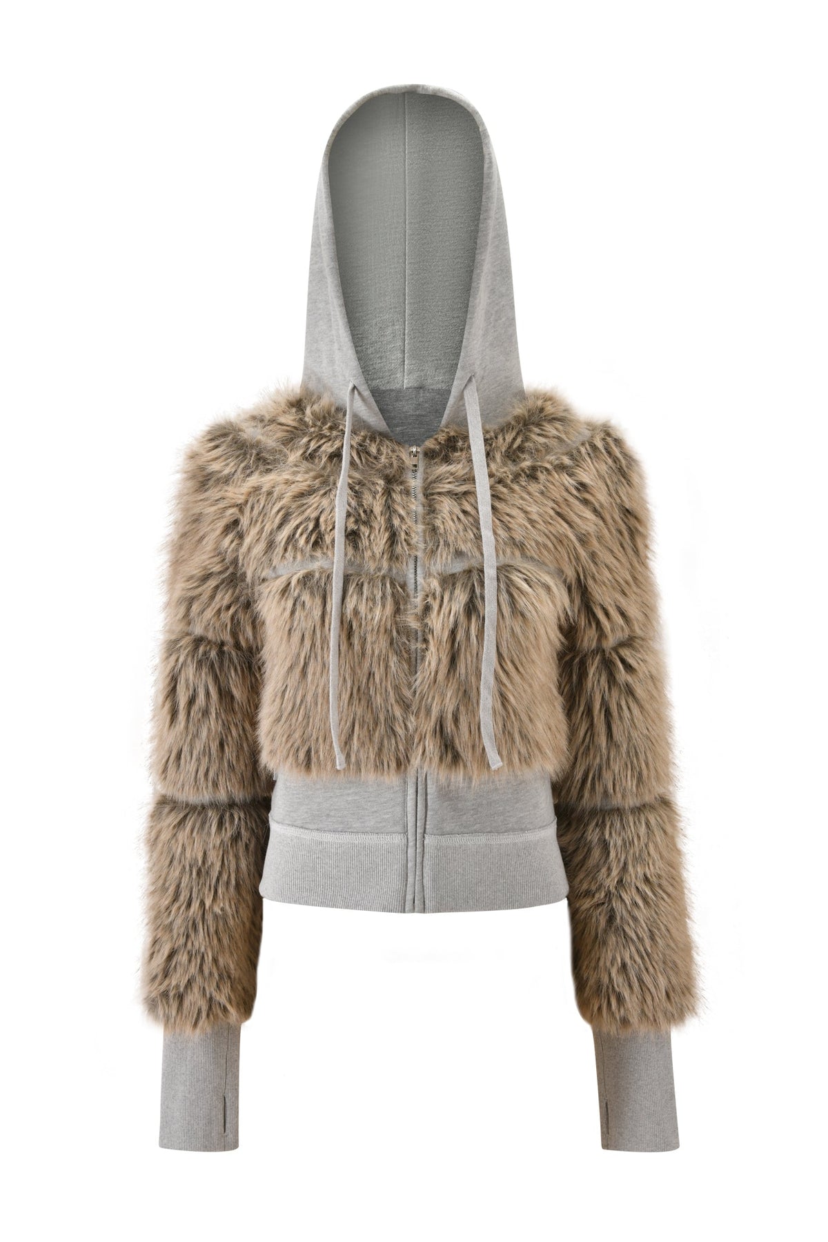 KOKO FUR FLEECE HOODIE - HEATHER GREY