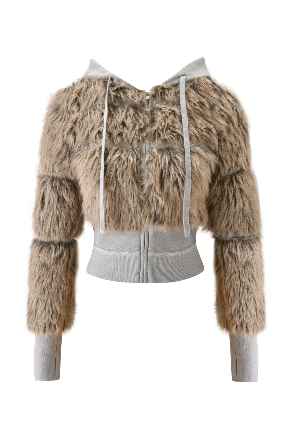 KOKO FUR FLEECE HOODIE - HEATHER GREY