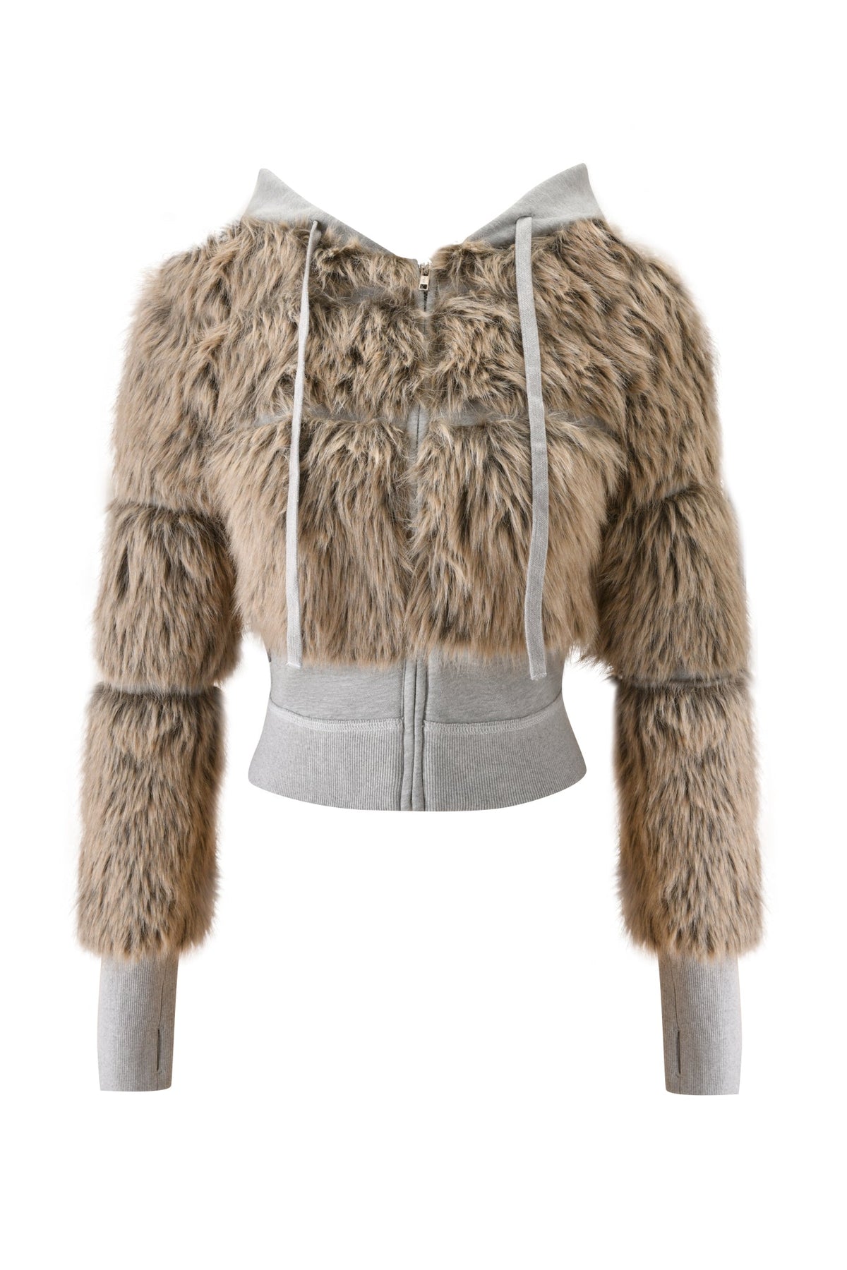 KOKO FUR FLEECE HOODIE - HEATHER GREY