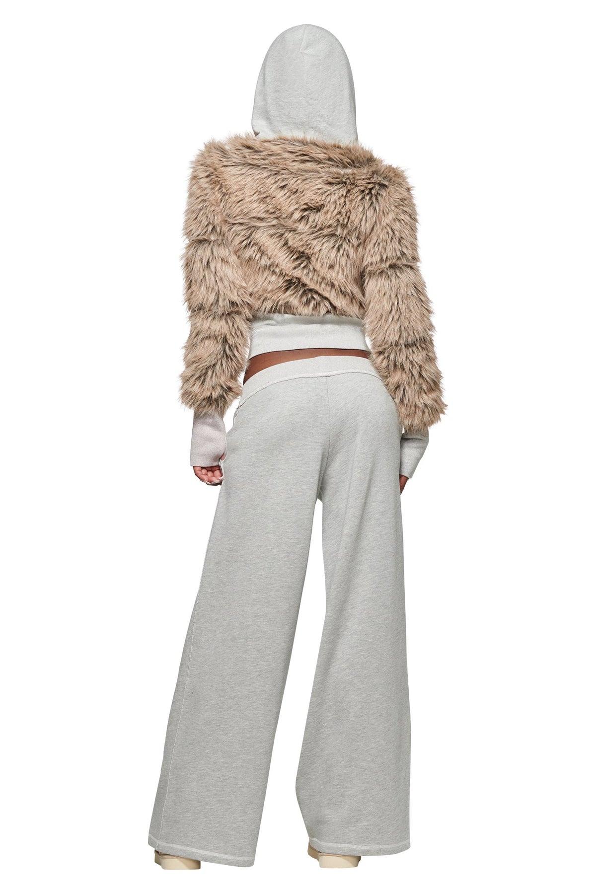 KOKO hoodie van fleece met imitatiebont - gemêleerd grijs