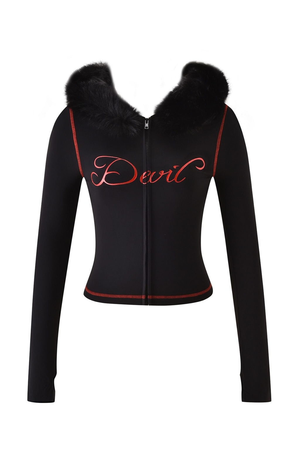 SWEAT À CAPUCHE BLARE AVEC BORDURE EN FOURRURE - NOIR