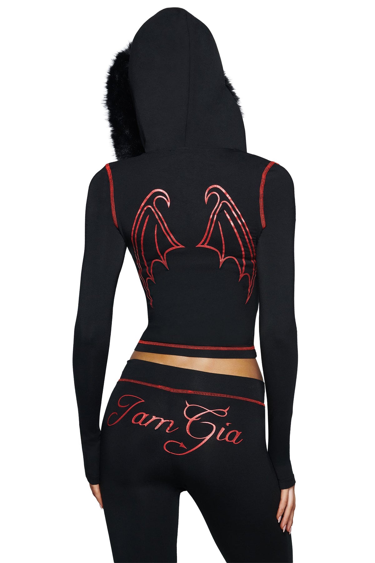 SWEAT À CAPUCHE BLARE AVEC BORDURE EN FOURRURE - NOIR