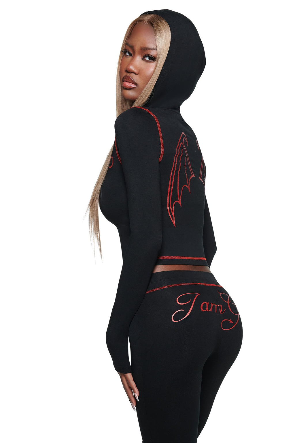 SWEAT À CAPUCHE BLARE AVEC BORDURE EN FOURRURE - NOIR